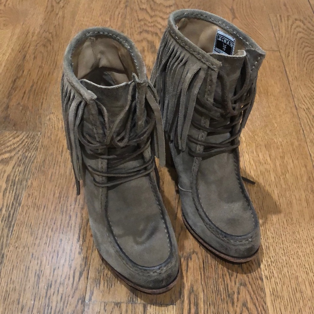 Frye fringe booties